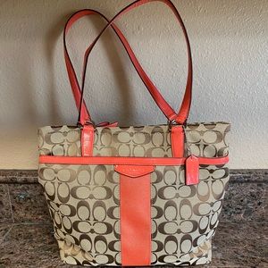 Coach Signature Stripe Tote Shoulder Bag #28504